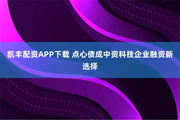 凯丰配资APP下载 点心债成中资科技企业融资新选择